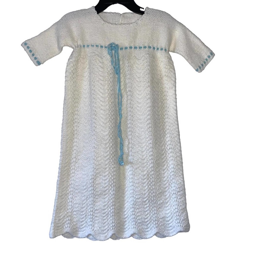 Vintage Hand Knit Baby Gown Infant Size 6 - 9 Months *